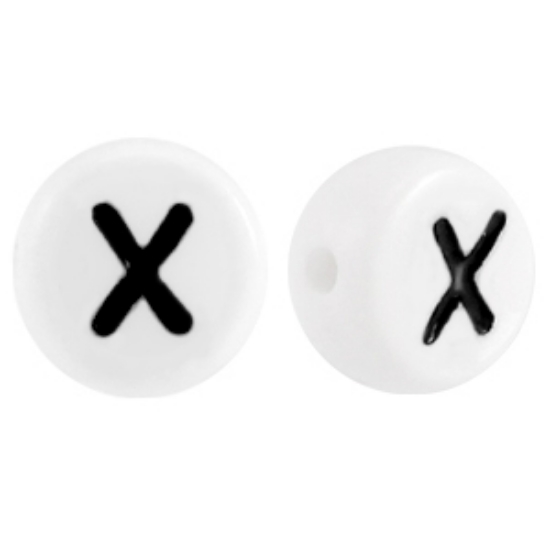 Picture of Letter Beads 7mm Round  "X" x50