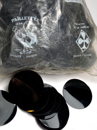 Picture of Vintage Paillettes "Au Coq" 30mm Black x10