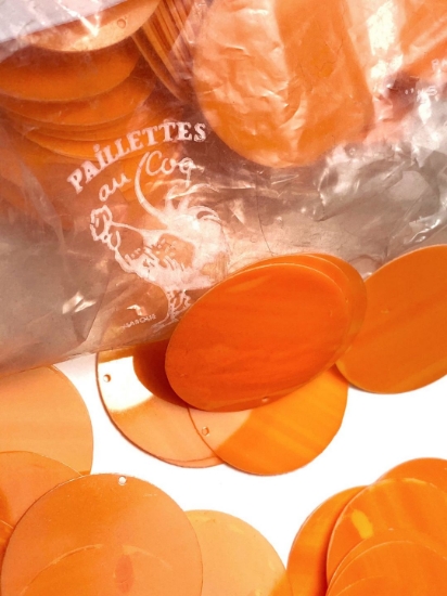 Picture of Vintage Paillettes "Au Coq" 30mm Orange x10