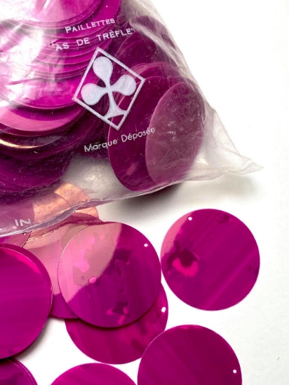 Picture of Vintage Paillettes "Au Coq" 30mm Fuchsia x10