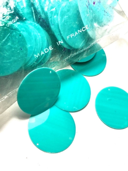 Picture of Vintage Paillettes "Au Coq" 30mm Turquoise x10