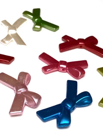 Picture of Acrylic Bowknot Bead 34x20 mm Color Mix x30