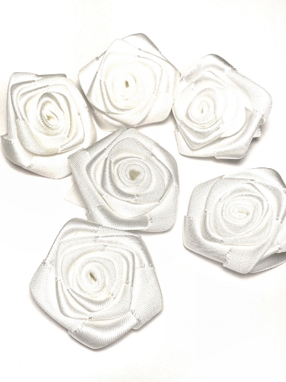 Picture of Fabric Rose 35-40mm White x5