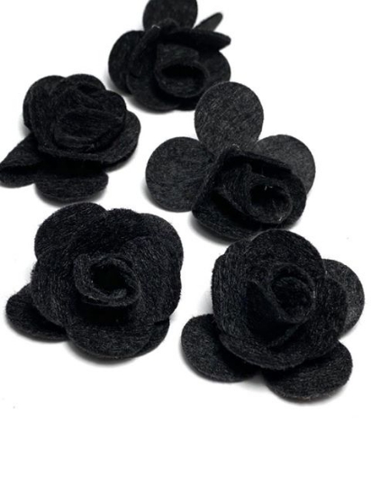 Picture of Felt Flower 40mm Black x5