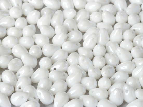 Picture of Side Drill Tear Drop 6x4mm Chalk White Shimmer x25