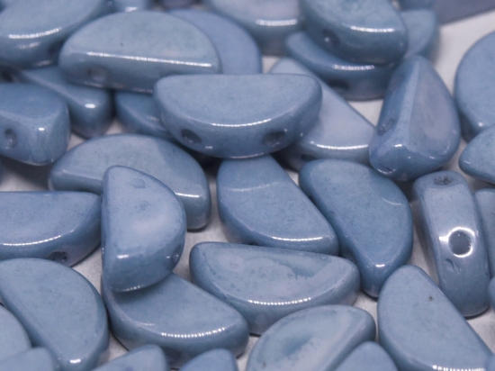 Picture of Semi Circle Beads 5 x 10 mm Chalk White Baby Blue Luster x100