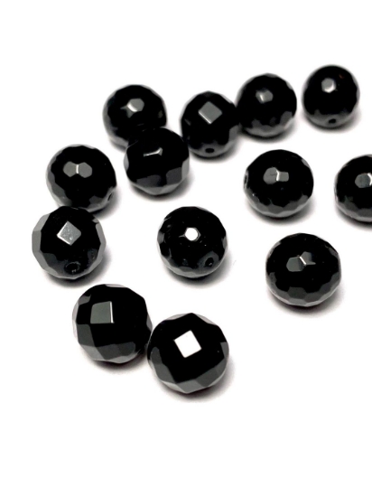 Picture of Agate bead 8mm faceted round Black x10