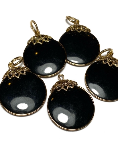 Picture of Vintage Pendant 26mm Jet x1