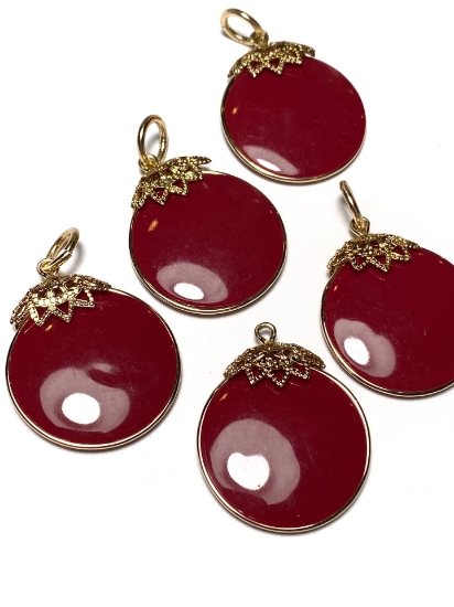 Picture of Vintage Pendant 26mm Bordeaux x1