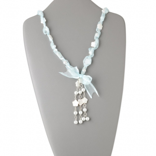 Picture of Necklace Cultured Freshwater Pearl Shell Flower x1