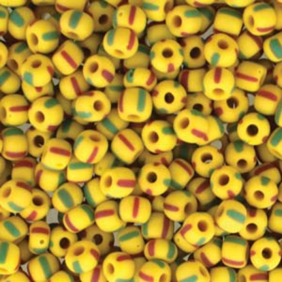 Picture of Czech 2/0 Yellow Red/ Green Stripe Mat x10g