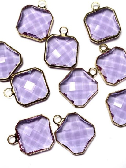Picture of Pendant Glass Square 13mm Violet x1