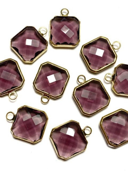 Picture of Pendant Glass Square 13mm Amethyst x1
