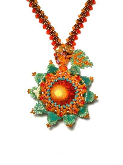 Изображение Beading Kit - Flower Orangetta - Halsketting