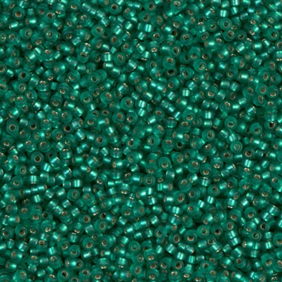 Picture of Miyuki Seed Beads 15/0 17F Mat Silver Lined Emerald x10g