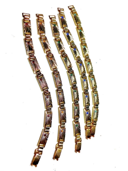 Picture of Vintage bracelet Gold Tone strass mix x5