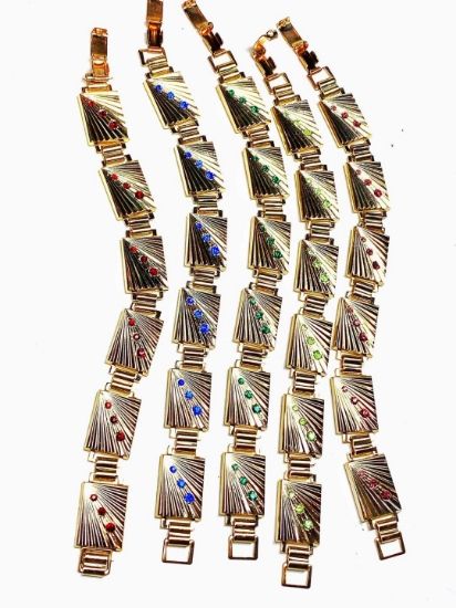Picture of Vintage bracelet Gold Tone Strass mix x5