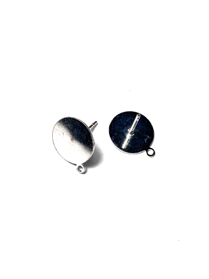 Picture of Premium Earstud 12mm flat pad w/ Loop Silver Plated x2