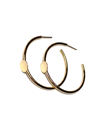 Picture of Premium Hoop 34mm flat pad 8mm Gold Plated x2