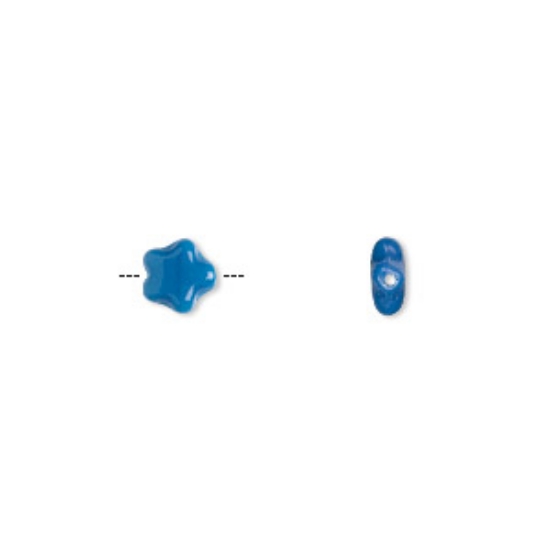 Picture of Flat Star Bead 6 mm Opaque  Blue x10g