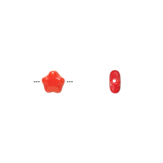 Picture of Flat Star Bead 6 mm Opaque  Red x10g