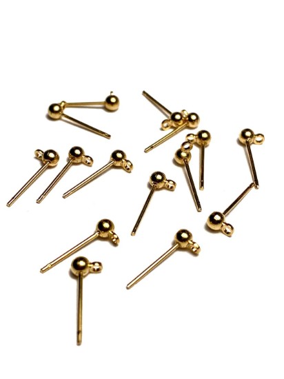 Picture of Ear Stud ball 3mm w/loop Gold Plated x10