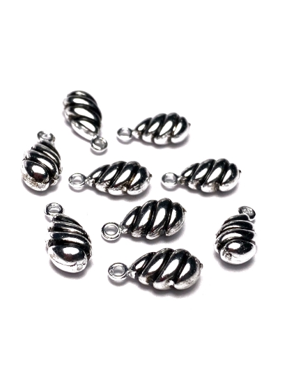 Picture of Vintage Charm Twisted Drop 16x8mm Silver x10