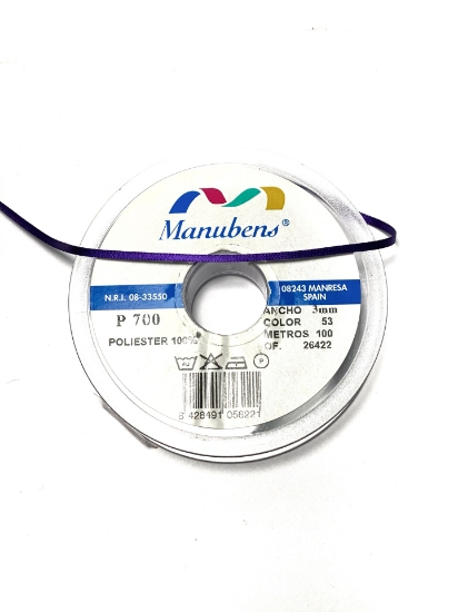 Picture of Manubens Satin Ribbon 3mm Purple x3m