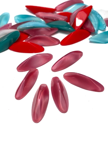 Picture of Cabochon Czech Vintage glass 9x25mm Old Rose x2