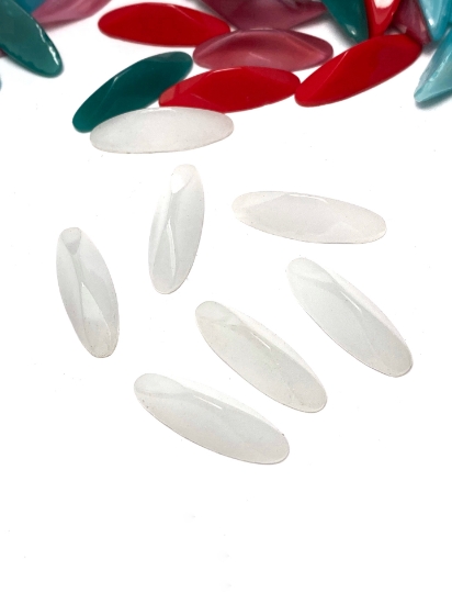 Picture of Cabochon Czech Vintage glass 9x25mm White x2