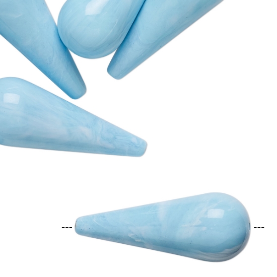 Picture of Acrylic Teardrop 30x12mm Marbled Opaque Light Blue x4