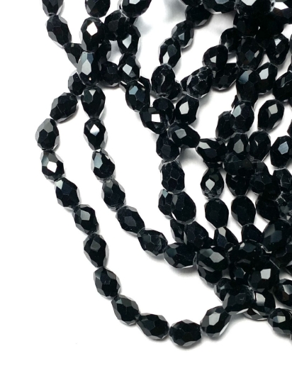 Picture of Faceted Drops 6x8mm Black x50cm