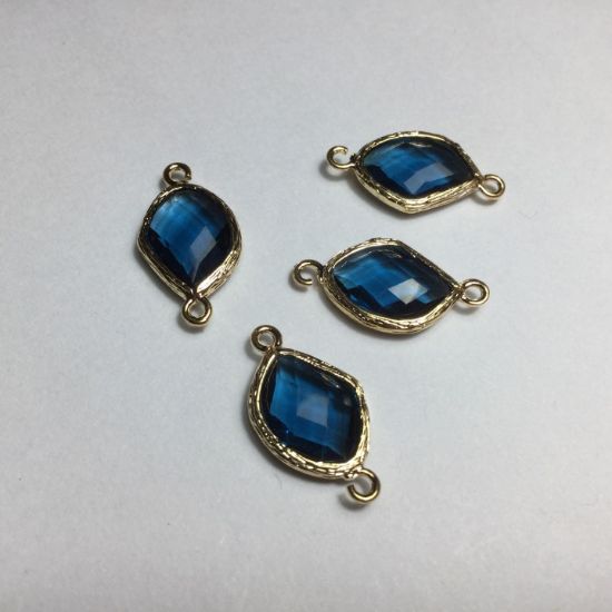 Picture of Connector Glass Blue 22x12mm Gold Tone x1