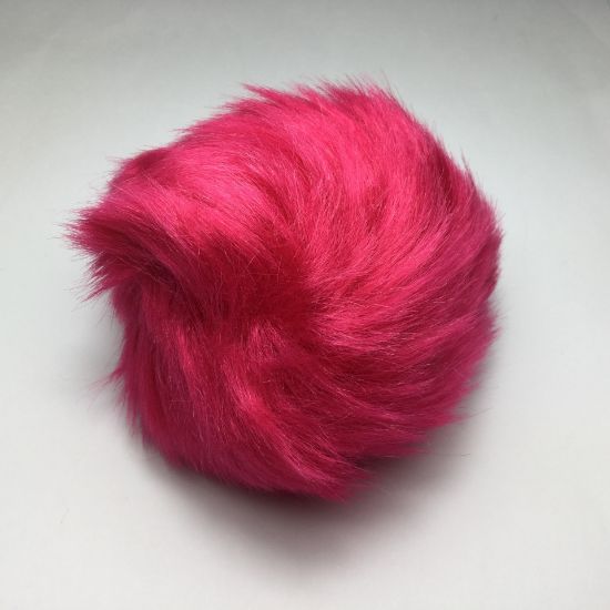 Picture of Fluff ball with elastic loop 90mm Dark Pink Green x1