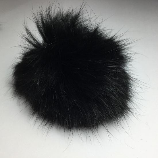 Picture of Pluizenbol met elastisch lusje, konijn, zwart,  80mm.