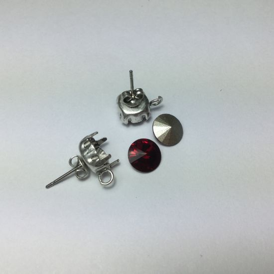 Picture of Ear stud 8mm-SS39  w/ loop Antiqued Silver x2