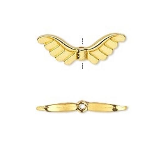 Picture of Bead Angels Wings 24x8mm Gold Tone x2