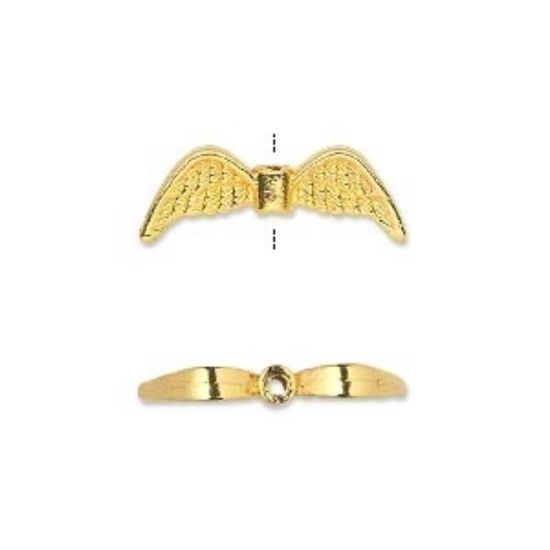 Picture of Bead Angel Wings 21x7mm Gold Tone x2