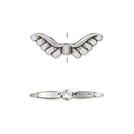 Picture of Bead Angels Wings 24x8mm Antiqued Silver x2