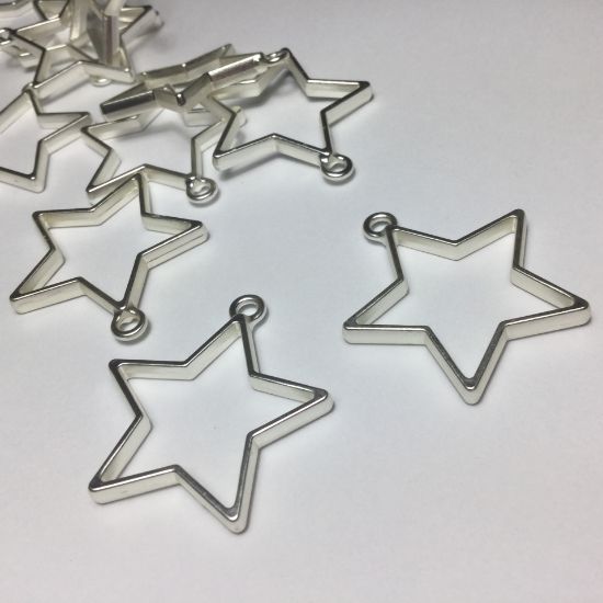 Picture of Pendant setting Star 35x32.8x3.5mm Mat  Silver Plated x1