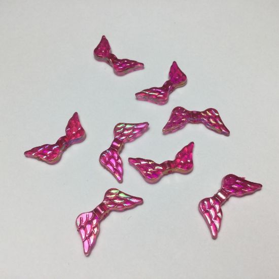 Picture of Acrylic Bead Angel Wings 20x9mm Fuchsia AB x20