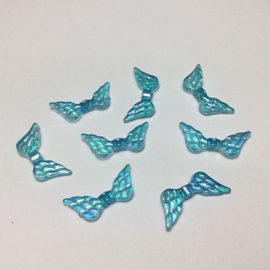 Picture of Acrylic Bead Angel Wings 20x9mm Turquoise AB x20