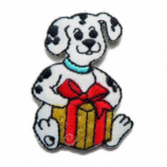 Picture of Iron-on badge, dog with gift
