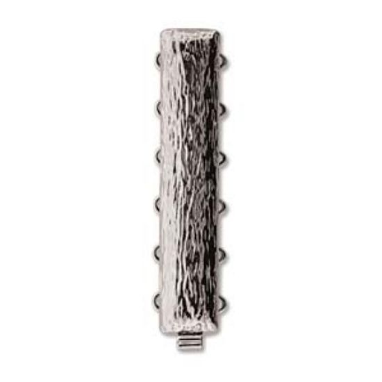 Picture of Clasp box 6-strand rhodium plated 37.5X7.4mm textured rectangle x1