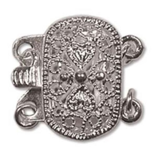 Picture of Clasp box Rectangle 14x9mm 2-strand Silver Plated x1