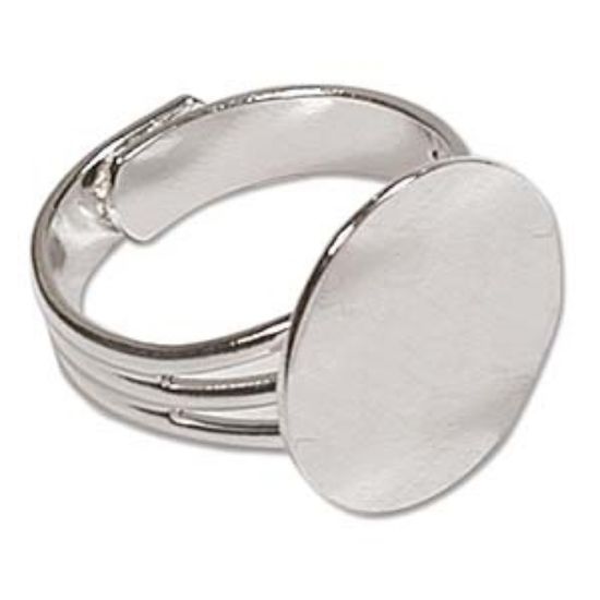 Picture of Ring flat pad 15mm round Silver Plate x1