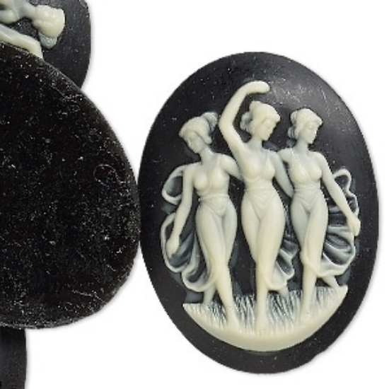 Picture of Cabochon Cameo The 3 Graces 40x30mm oval Black x1