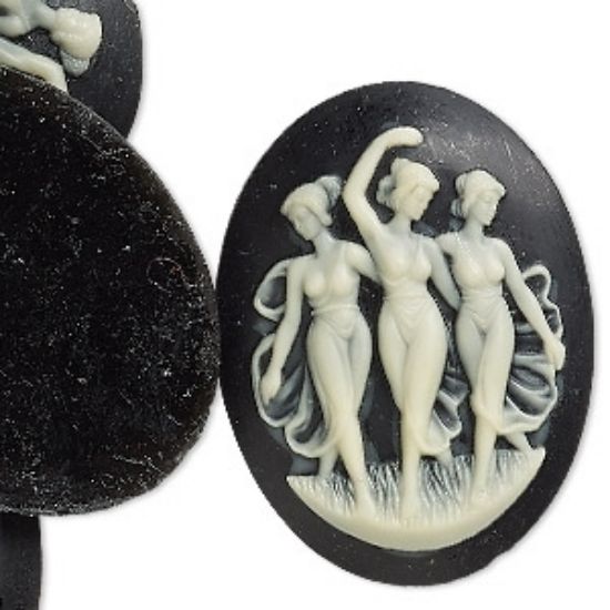 Picture of Vintage Cameo The 3 Graces 40x30mm oval Black x1