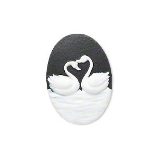 Picture of Cameo Swans 25x18mm oval x1