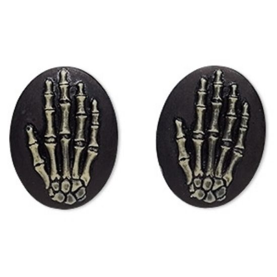 Picture of Cameo black skeleton hand 40x30mm oval x1